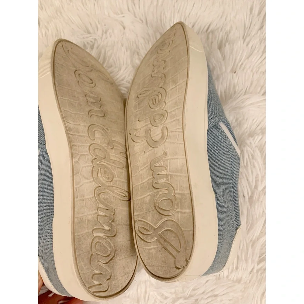 Sam Edelman Embroidered Denim Slip-On Sneakers - Picture 9 of 10